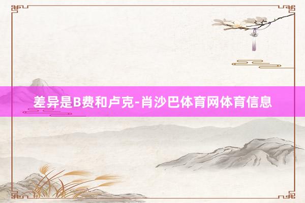 差异是B费和卢克-肖沙巴体育网体育信息